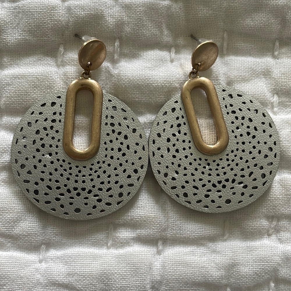 Gold and Silver leather earrings